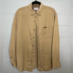 Vintage Carhartt Light Brown Cotton Button Up Shirt Men’s Size Medium